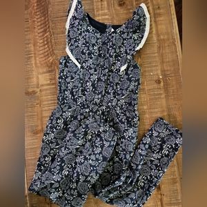 Janie and Jack girls navy floral jumpsuit